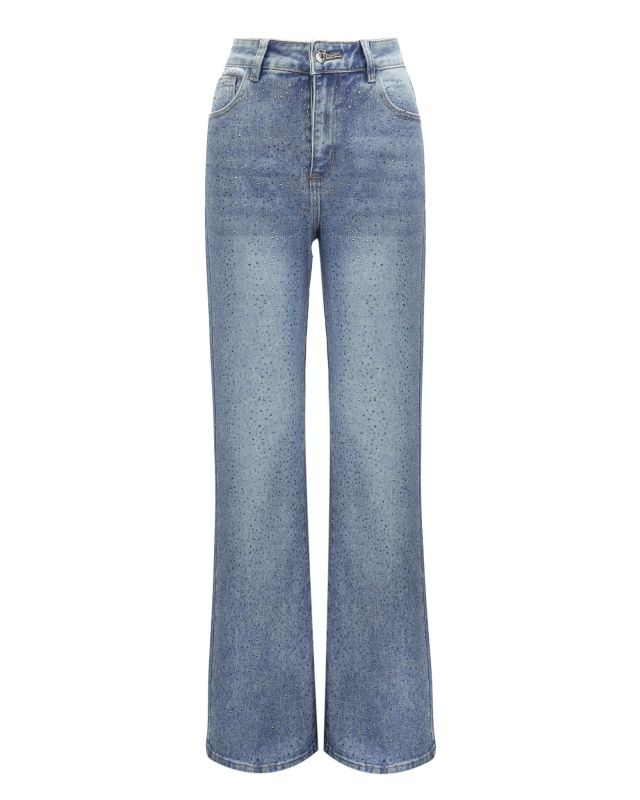 Product: BACHATA - Jeans chiaro wide leg con strass (1 of 4)