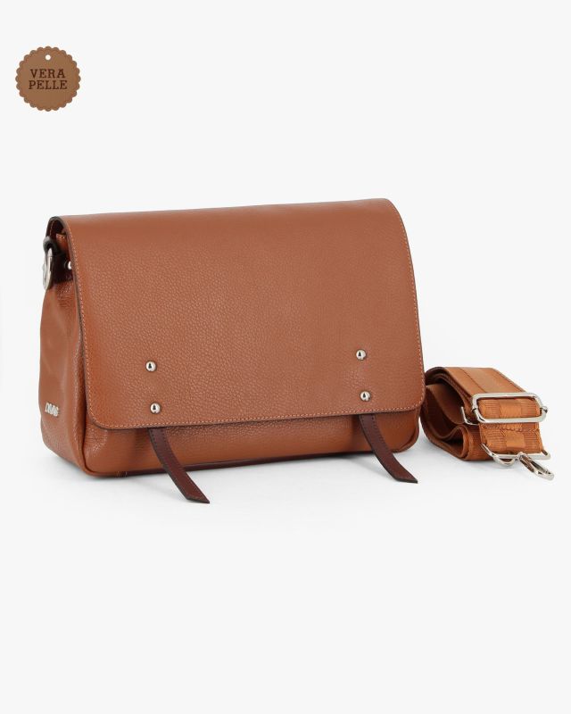 Product: DIVAS - Borsa cuoio VERA PELLE con patta e tracolla nastro - MADE IN ITALY (2 of 8)