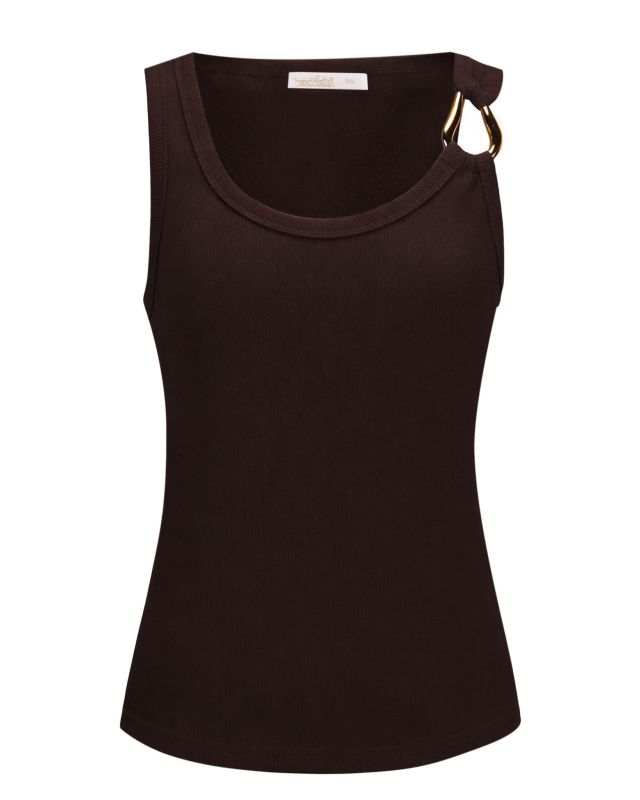 Product: BACHATA - Canotta spalla larga a costine marrone (1 of 2)