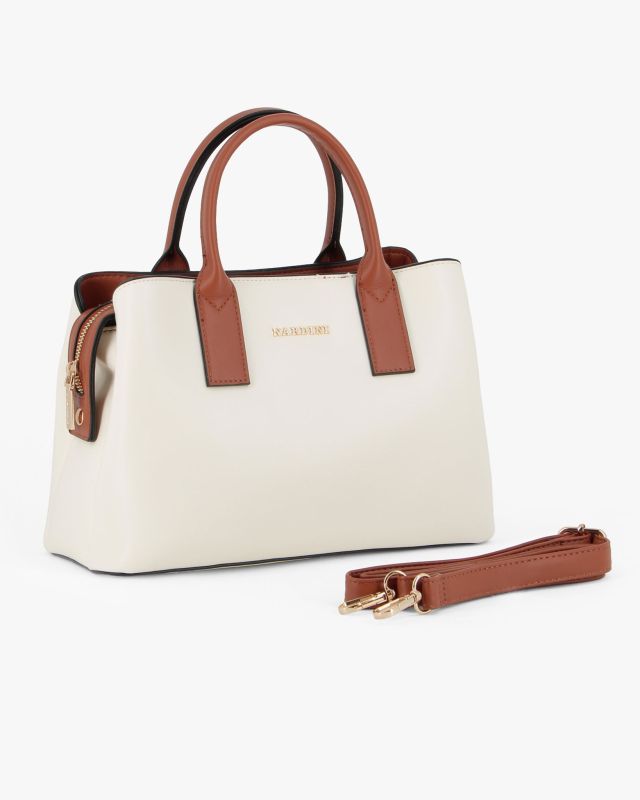 Product: RIFLE - Borsa due manici avorio/cuoio con tre scomparti principali, tracolla removibile (1 of 24)