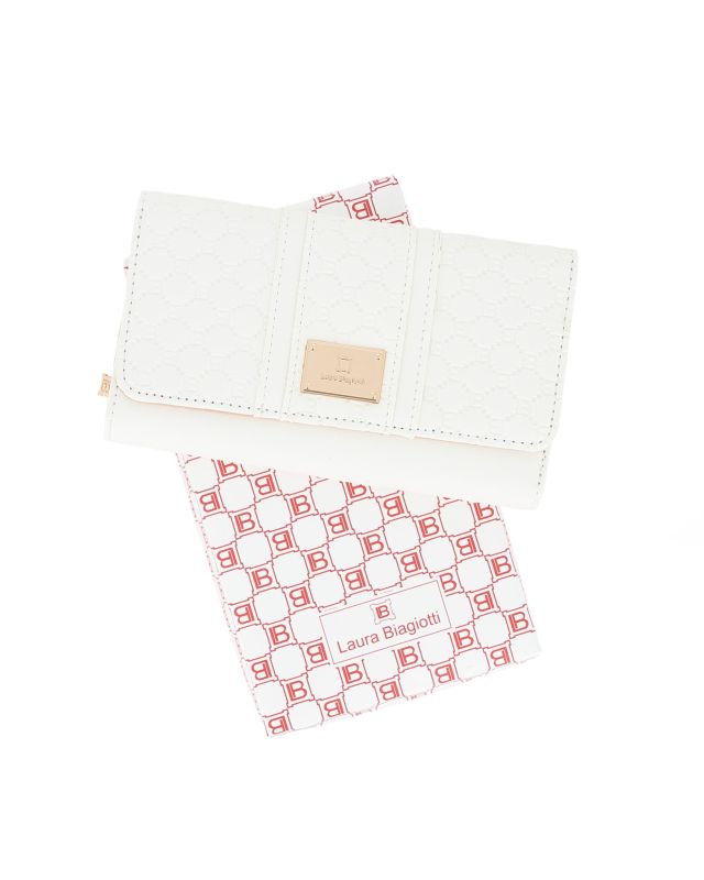 Product: LAURA BIAGIOTTI - Portafoglio bianco con patta loggata (1 of 3)