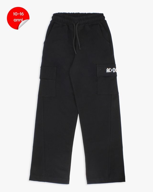 Product: ACDC - PANTALONE  TUTA NERO CON TASCONI WIDE LEG PER RAGAZZA (1 of 3)