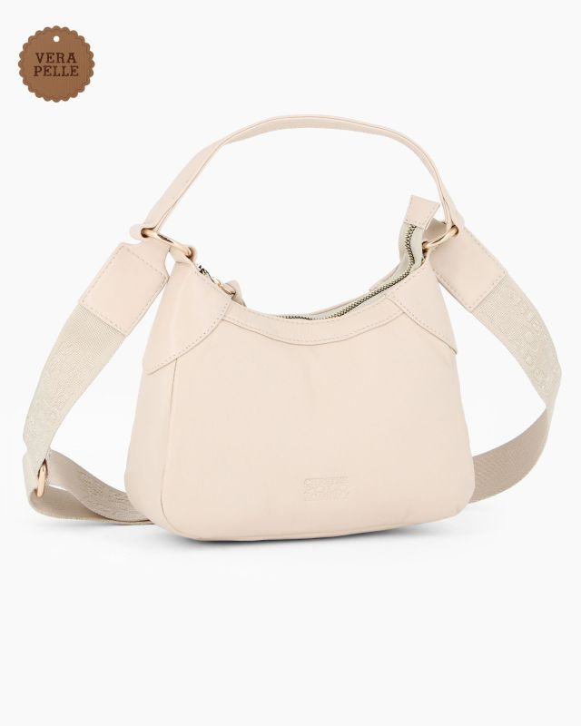 Product: CHESTER POLO ACADEMY - Minibag latte in VERA PELLE con tracolla nastro loggata (1 of 4)