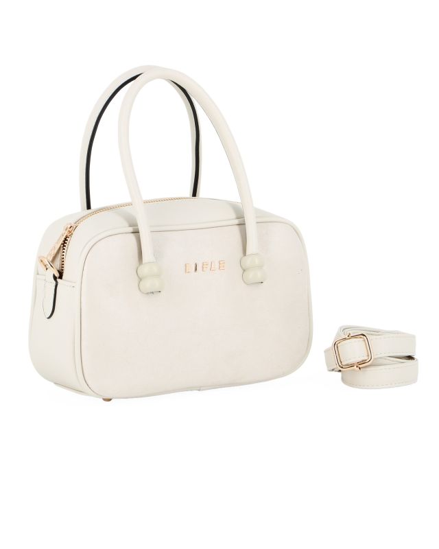 Product: RIFLE - Minibag a due manici avorio con parte frontale scamosciata, tracolla removobile (1 of 4)