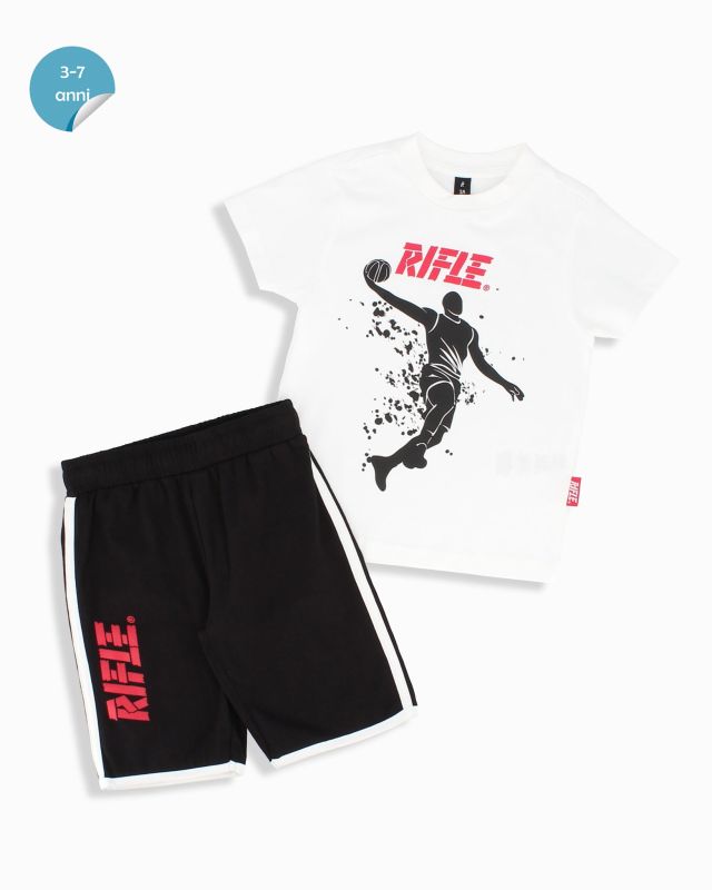 Product: RIFLE - Completo manica corta bianco bambino 3-7 anni in cotone (1 of 2)