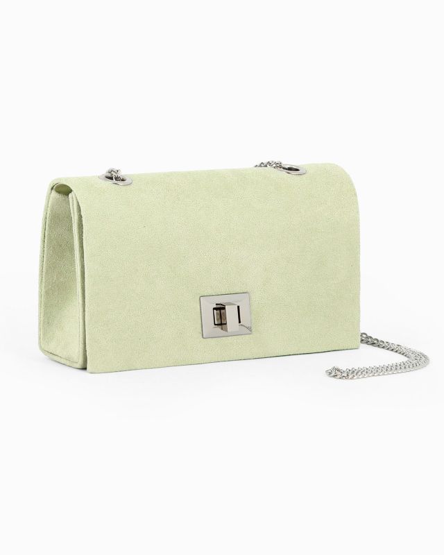 Product: MISS GLOBO - Pochette verde scamosciata con patta e chiusura a girello (1 of 4)