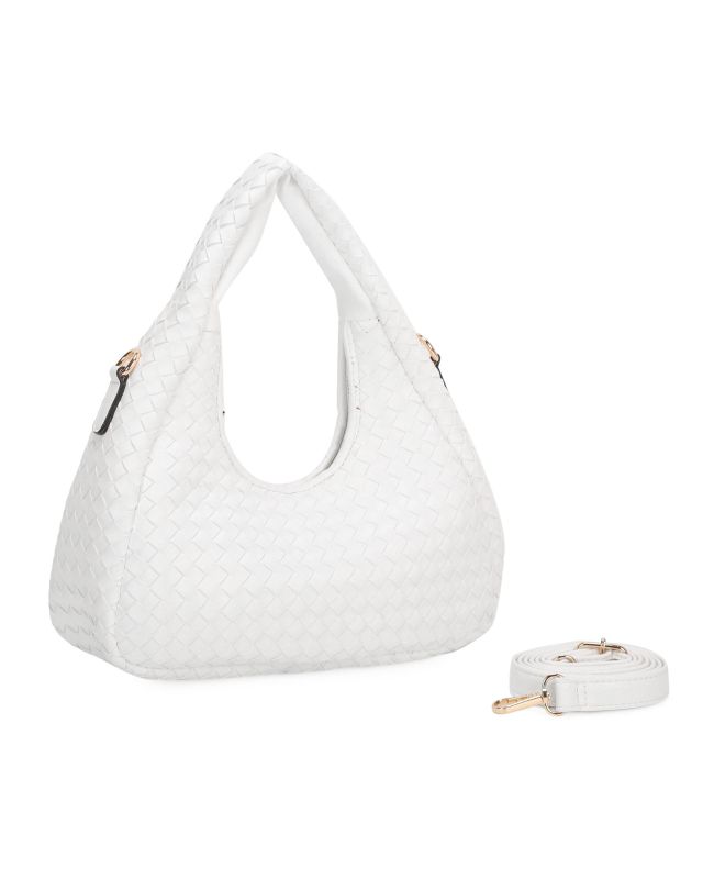 Product: RIFLE - Borsa a mano bianca intrecciata con tracolla removibile (1 of 3)