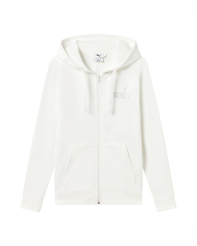 Product: PUMA - FELPA CON CAPPUCCIO FULL ZIP BIANCA ESSENTIAL RHINESTONE FZ HD  DA DONNA , 693552-02 (1 of 2)