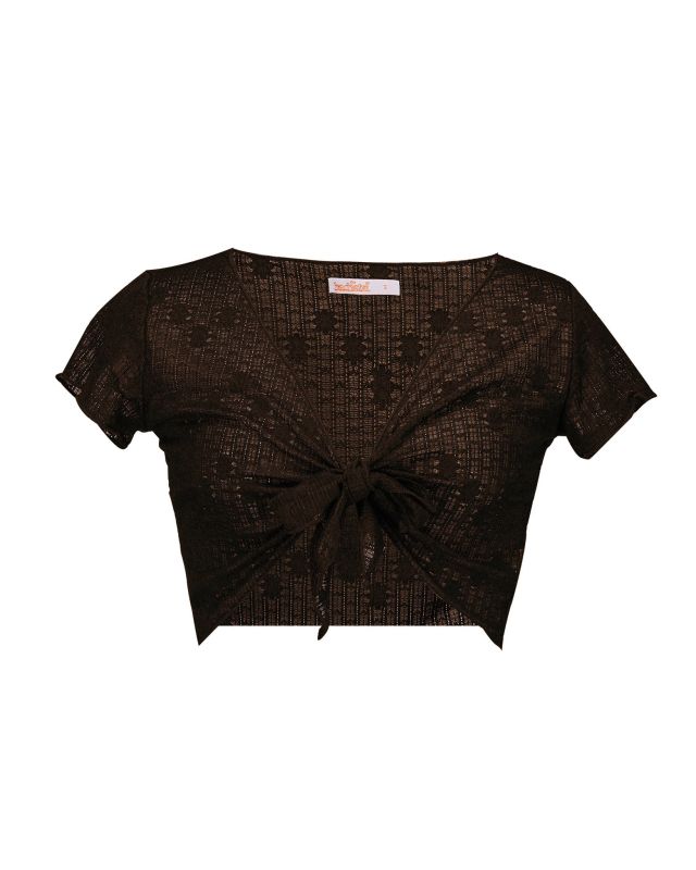 Product: BACHATA - Coprispalla mezza manica traforato con nodo frontale (1 of 2)