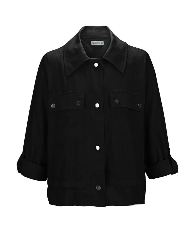 Product: BACHATA - CAMICIA GIACCA NERA DA DONNA IN VISCOSA E LINO (1 of 2)