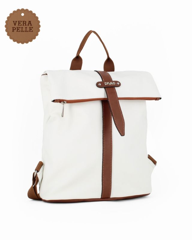 Product: DIVAS- Zaino bianco con finiture cuoio in VERA PELLE, MADE IN ITALY (6 of 44)