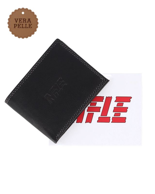 Product: RIFLE - Portafoglio uomo nero con logo frontale e ribaltina in VERA PELLE (1 of 12)