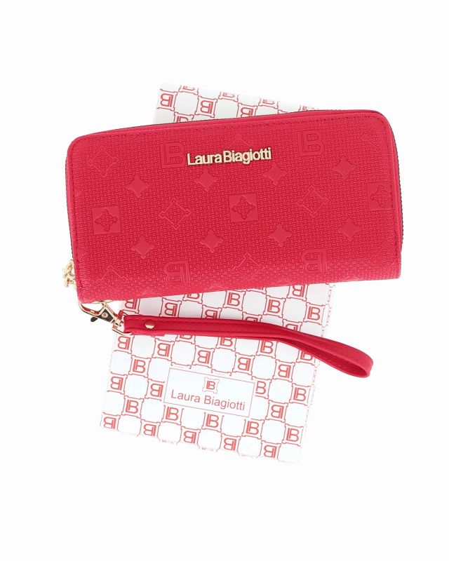 Product: LAURA BIAGIOTTI - Portafoglio rosso loggato con due scomparti principali, polsiera removibile (1 of 3)