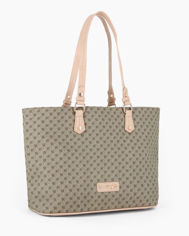 Product: LAURA BIAGIOTTI - Borsa shopping beige loggata (1 of 4)