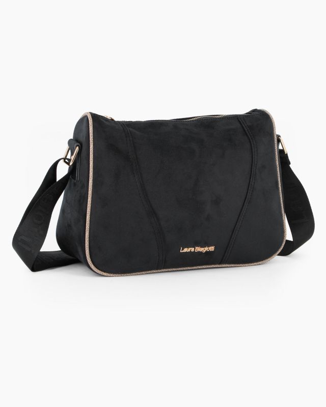 Product: LAURA BIAGIOTTI - Borsa sacca nera scamosciata con tasca posteriore (1 of 4)