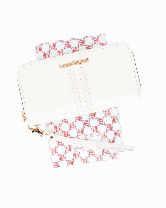 Product: LAURA BIAGIOTTI - Portafoglio bianco con due scomparti principali, polsiera removbiile (1 of 3)