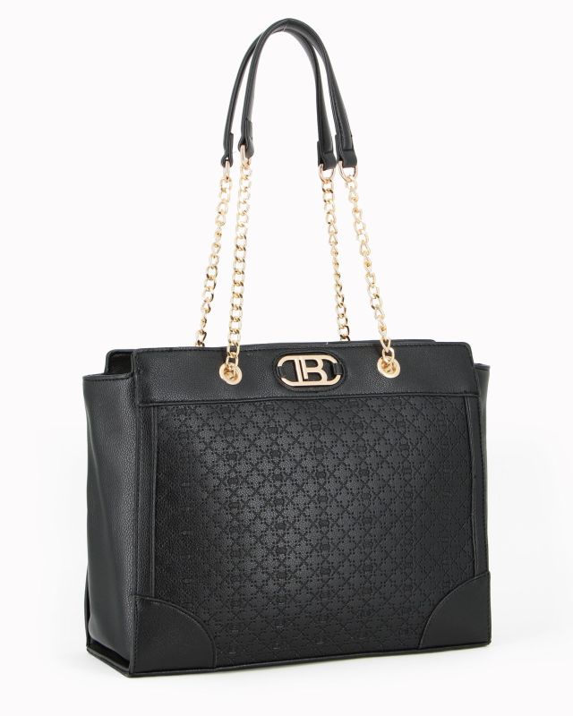 Product: LAURA BIAGIOTTI - Borsa shopping nera con lavorazione frontale (1 of 4)