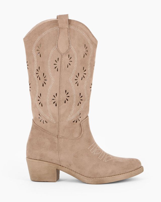 Product: ZOE - Stivale texano khaki scamosciato con zip laterale, tacco 5CM (1 of 4)
