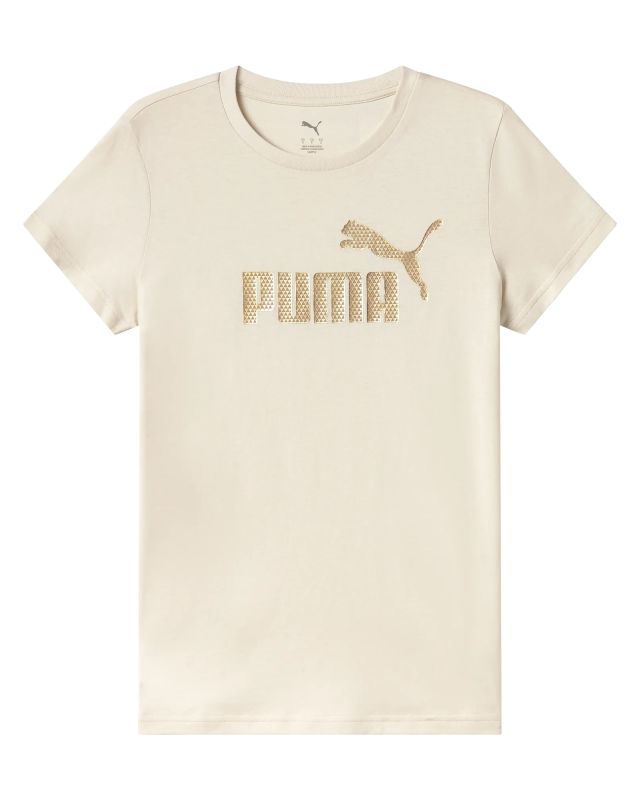Product: PUMA - T-SHIRT MEZZA MANICA BEIGE ESSENTIAL + TEXTURED FOIL BIG LOGO DA DONNA, 692160-87 (1 of 2)