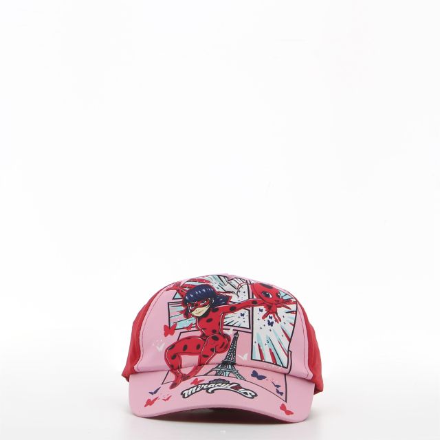 Prodotto: LADY BUG - Cappello baseball bimbo rosso/rosa con disegno frontale e logo su visiera
