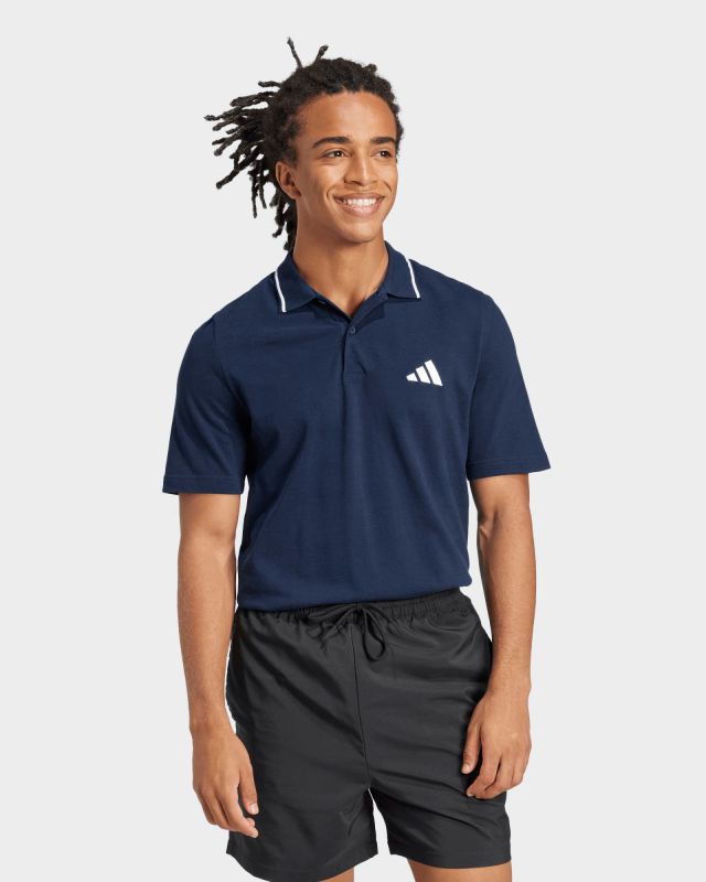 Prodotto: ADIDAS - POLO BLU MEZZA MANICA DA UOMO CON RIGHINO SUL COLLETTO - JE9021