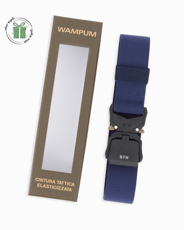 Prodotto: WAMPUM - Cintura tattica elasticizzata blu da uomo con scatola
