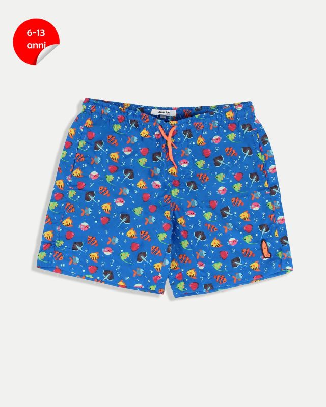 Prodotto: WAIKIKI RUN - BOXER MARE JUNIOR ( 6-13 ANNI) AZZURRI CON DETTAGLI GRAFICI MULTICOLOR, PESCETTI