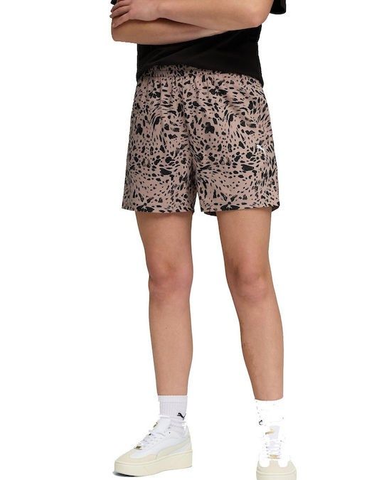 Prodotto: PUMA - SHORT LEOPARDATO MARRONE E NERO  ESSENTIAL GRAPHIC ANIMAL HIGH   DA DONNA, 691823-88
