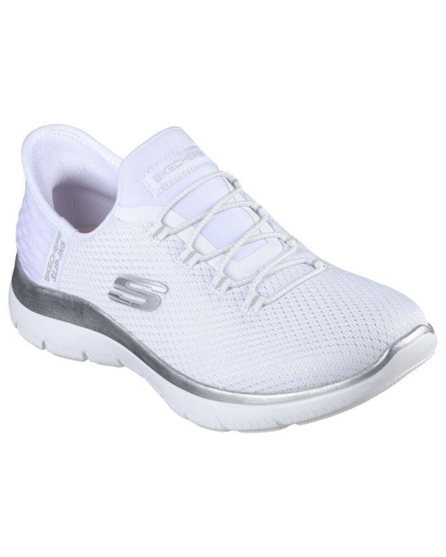 Prodotto: SKECHERS - SUMMITS DIAMOND DREAM- Slip-ins bianca da donna con dettali argento e soletta in memory