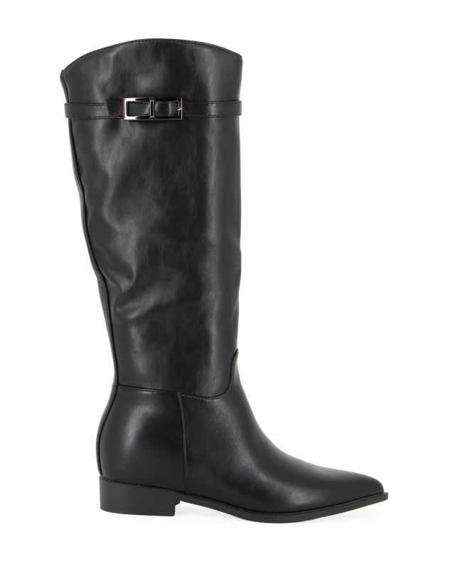 Prodotto: ZOE - Stivale nero con zip laterale e cinturino con fibbia, tacco 2,5CM