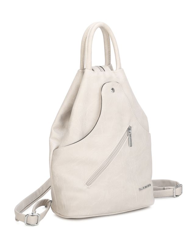 Prodotto: NARDINI - Zaino beige due manici con tasca frontale e spalline regolabili con zip