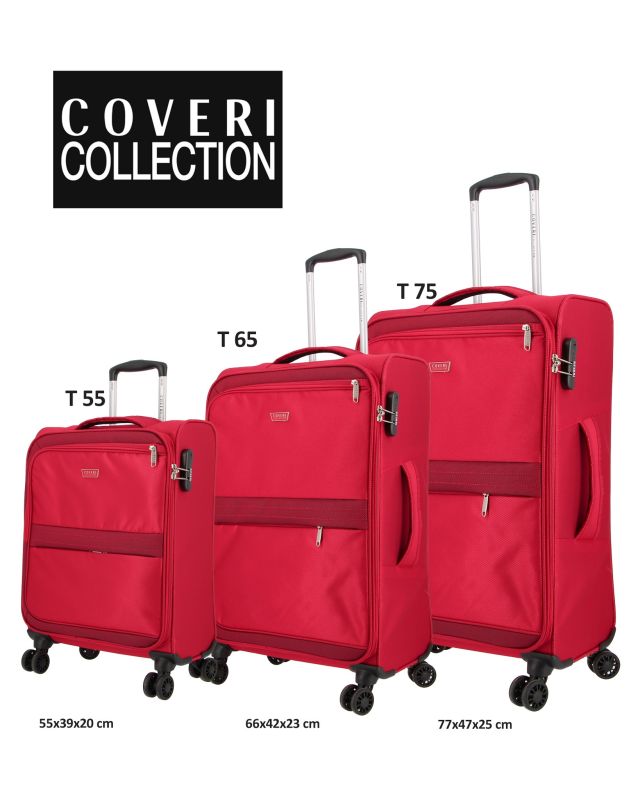Prodotto: COVERI COLLECTION - TROLLEY ROSSO IN TESSUTO CON DOPPIA TASCA FRONTALE  E 4 RUOTE