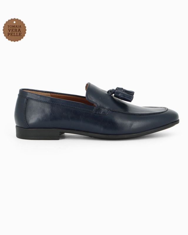 Prodotto: CLASS MAN - Mocassino blu in VERA PELLE con nappe