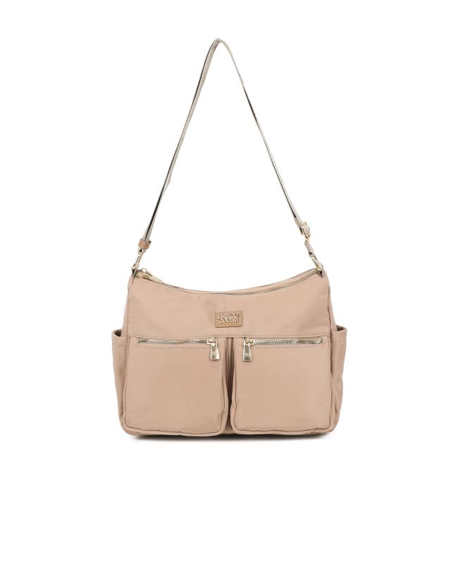 Prodotto: ENRICO COVERI - Borsa taupe multitasche con manico regolabile