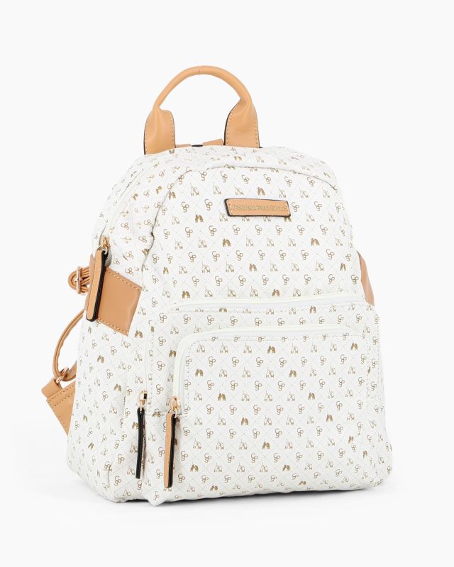 Prodotto: CORTINA POLO STYLE - Zaino beige loggato con doppia tasca frontale