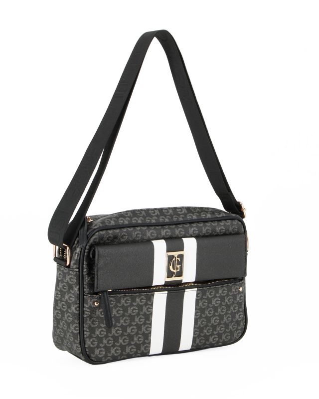 Prodotto: JUST GOLF - Tracolla nera loggata con tasca frontale e pattina con logo
