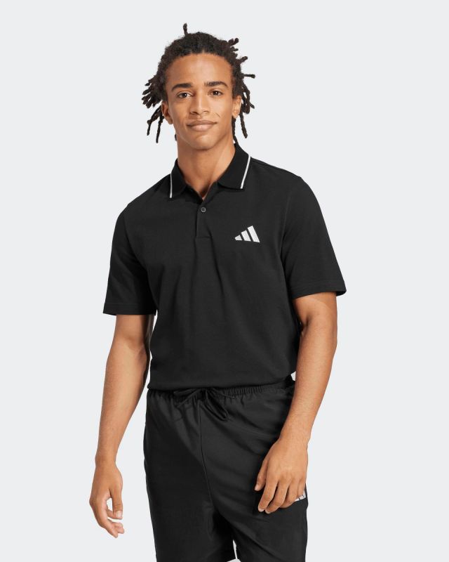 Prodotto: ADIDAS - POLO NERA MEZZA MANICA DA UOMO CON RIGHINO SUL COLLETTO - JE9023
