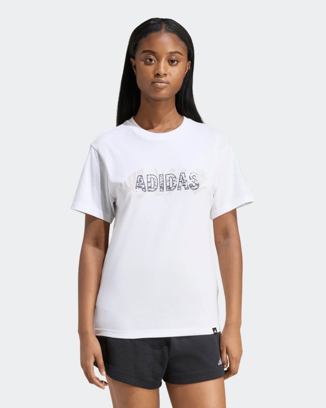 Prodotto: ADIDAS - TSHIRT BIANCA DA DONNA CON LOGO ANIMAL E FLOREALE -  KB7146