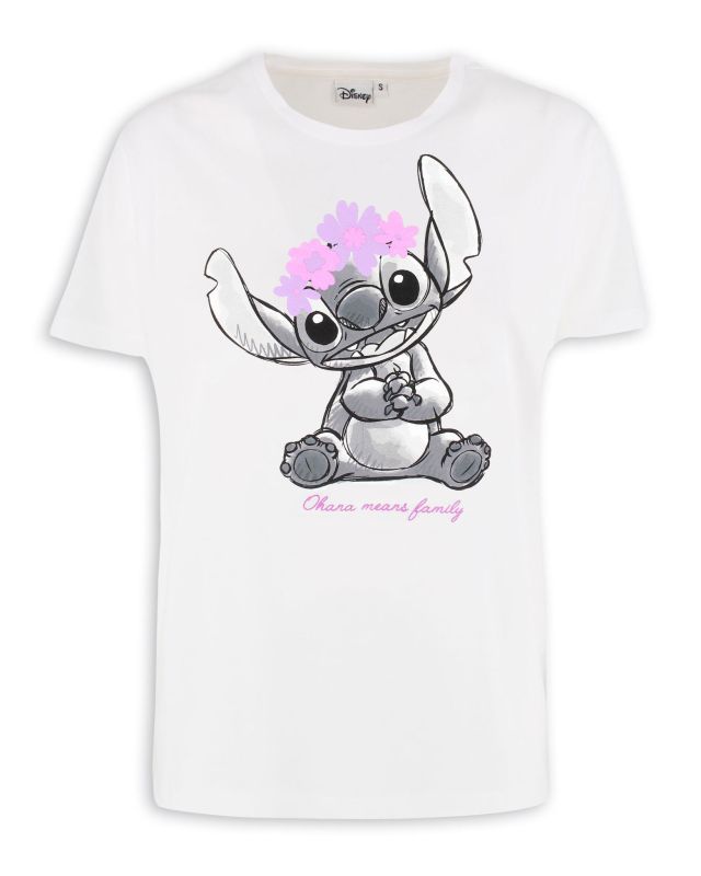Prodotto: LILO&STITCH - Tshirt bianca da donna con stampa Stitch - JL052546