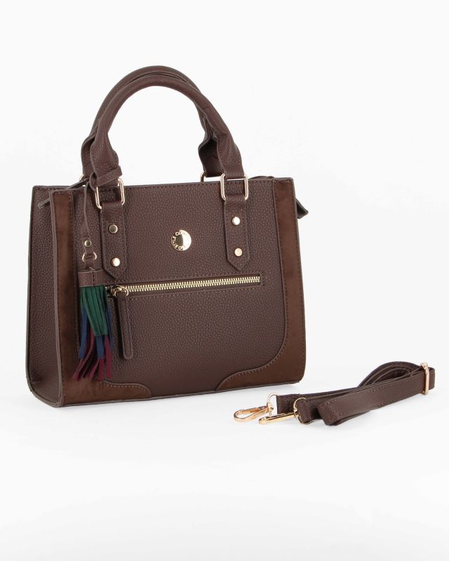 Prodotto: BORSA A MANO C/LATI SCAMOSCIATI+PENNACC.