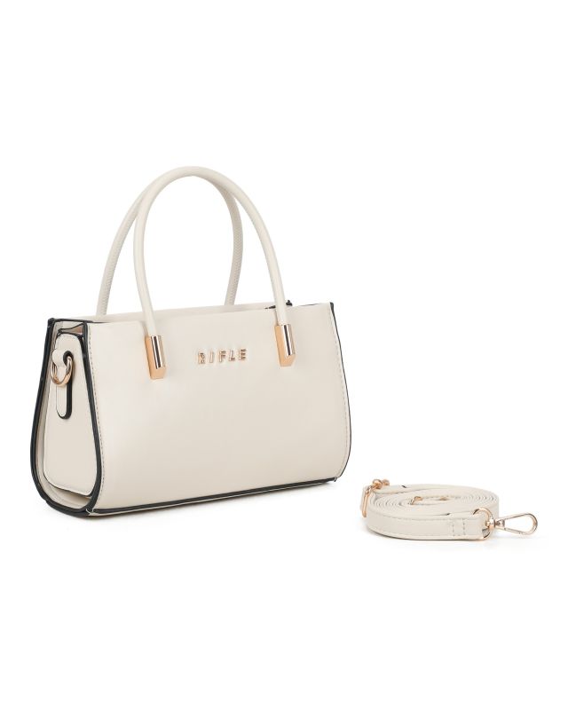 Prodotto: RIFLE - Minibag due manici beige con tracolla removibile