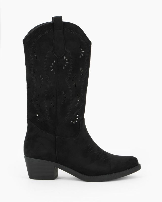 Prodotto: ZOE - Stivale texano nero scamosciato con zip laterale, tacco 5CM