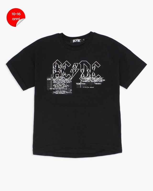 Prodotto: ACDC - TSHIRT MANICA CORTA NERA IN COTONE PER RAGAZZE