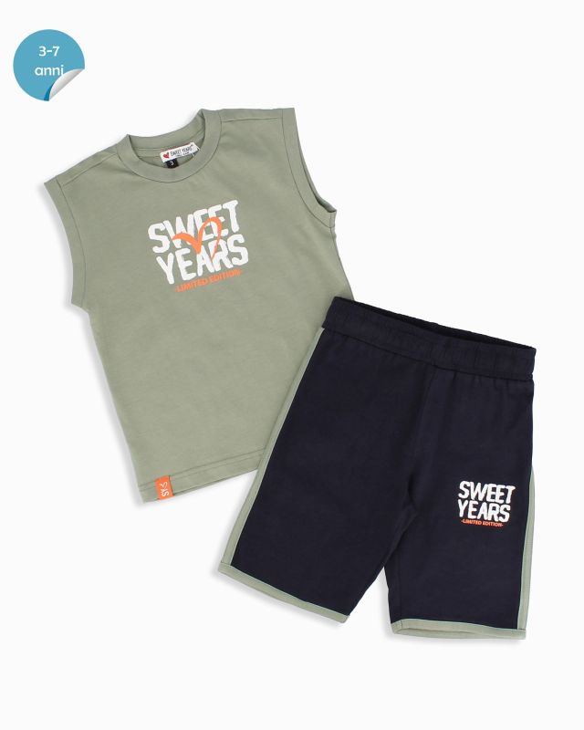 Prodotto: SWEET YEARS - Completo smanicato verde salvia bambini 3-7 anni in cotone