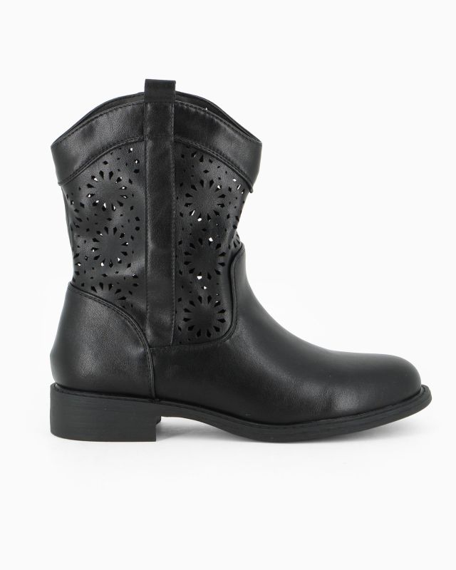 Prodotto: ZOE - Stivaletto traforato nero con zip laterale, tacco 3CM
