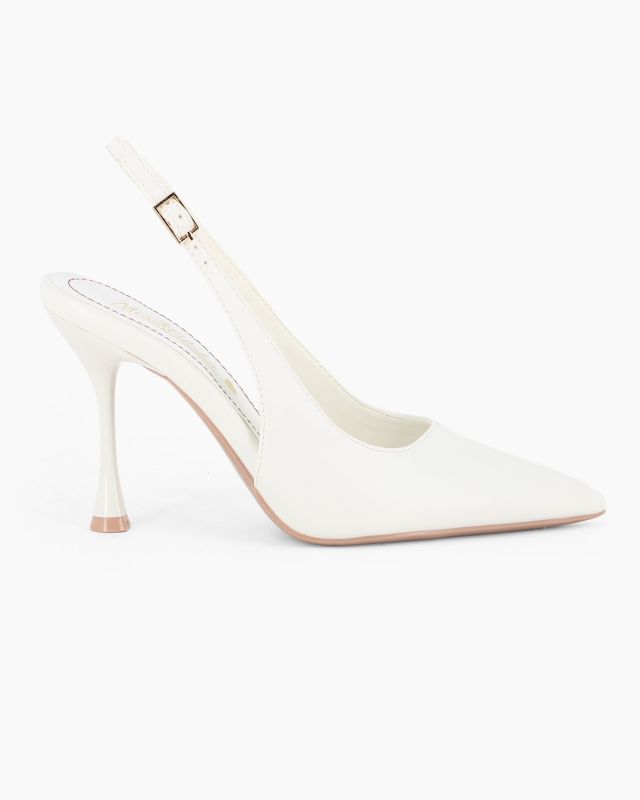 Prodotto: MISS GLOBO - Décolleté slingback bianca, tacco 9,5CM