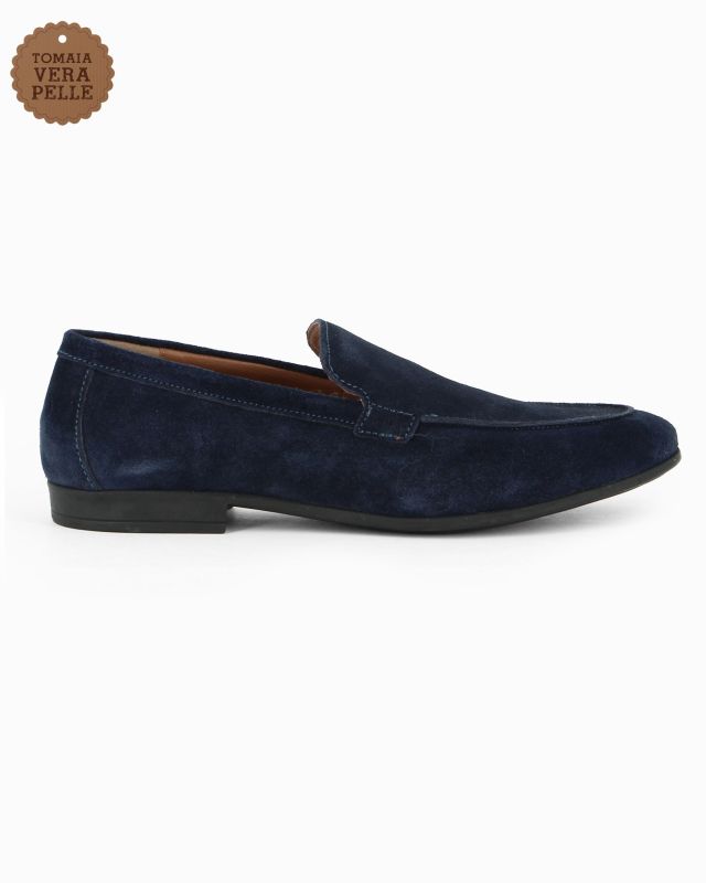 Prodotto: CLASS MAN - Mocassino blu scamosciato in VERA PELLE