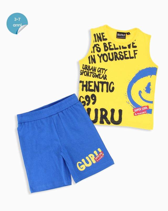 Prodotto: GURU - Completo smanicato bambino 3-7 anni giallo in cotone