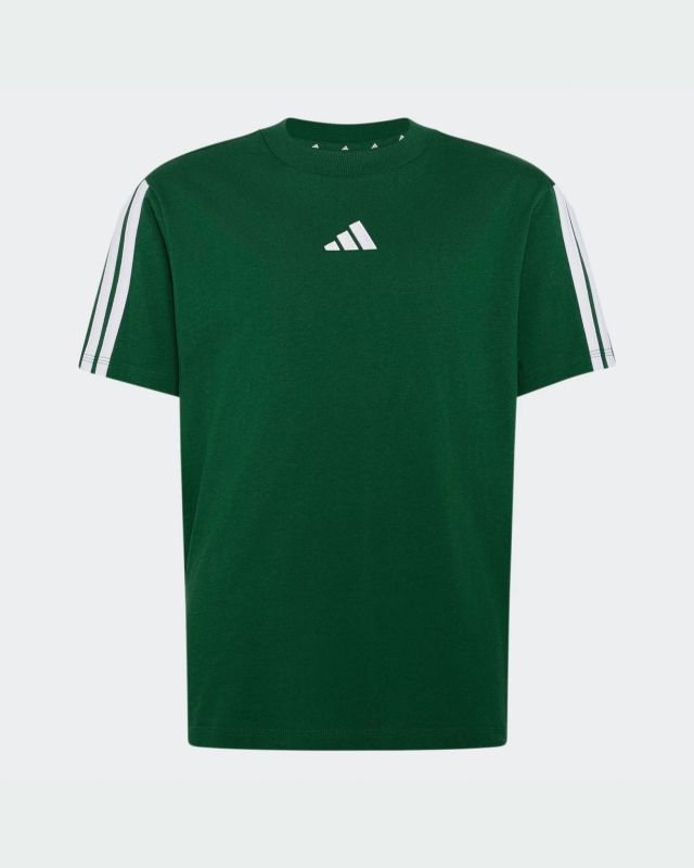Prodotto: ADIDAS - T-SHIRT MEZZA MANICA JUNIOR ( 7-16 ANNI) VERDE CON BANDE BIANCHE ESSENTIALS 3-STRIPES COTTON TEE, KY8026