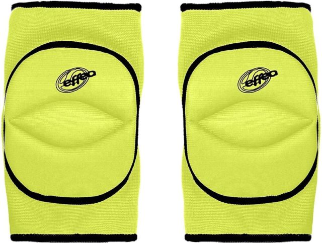 Prodotto: EFFEA - Ginocchiera da pallavolo gialla con snodo e foro posteriore